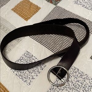 Gap 1969 Black Leather Belt 1 3/4” wide adjustable length with Silver Buckle